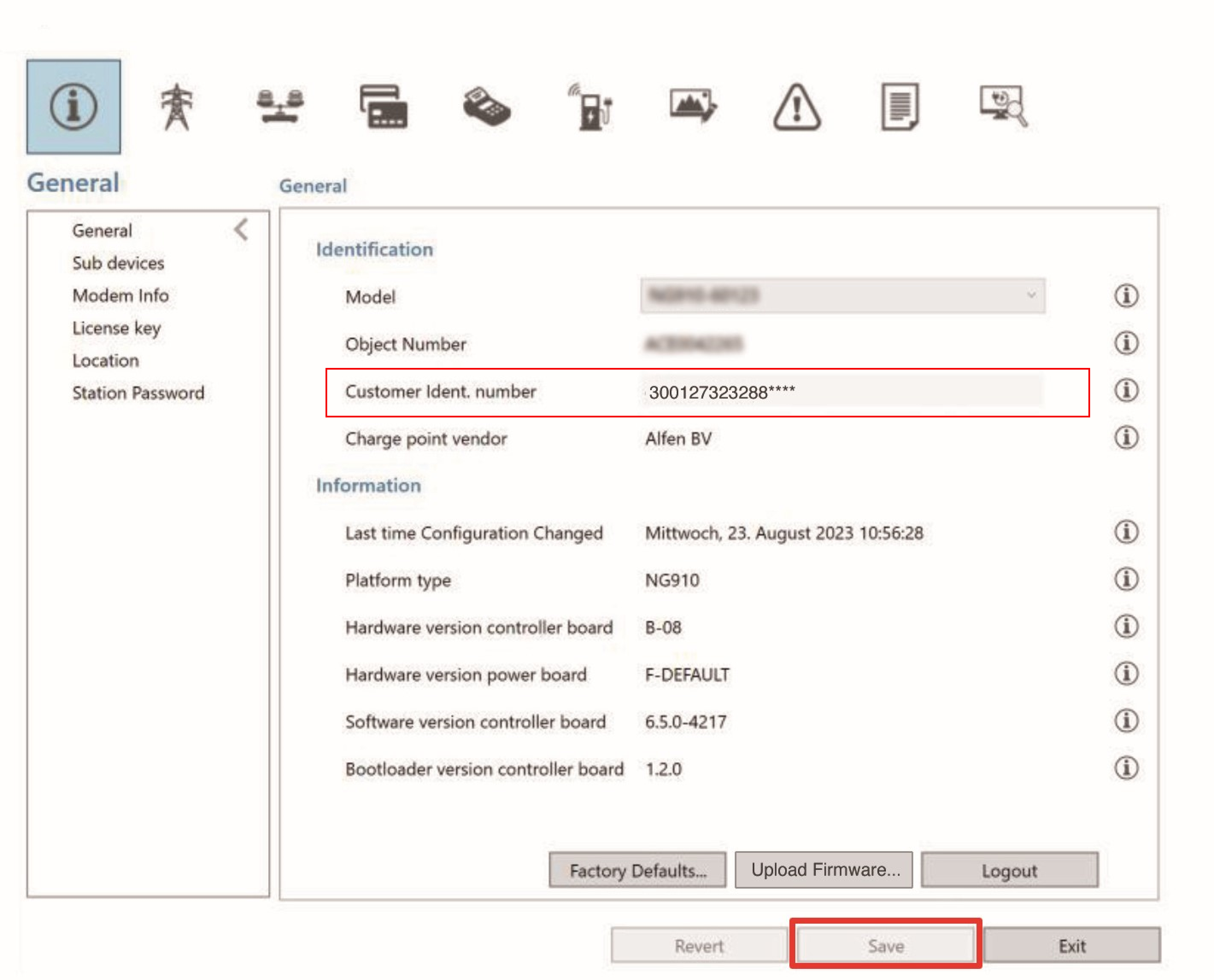 Configuración del cargador Alfen