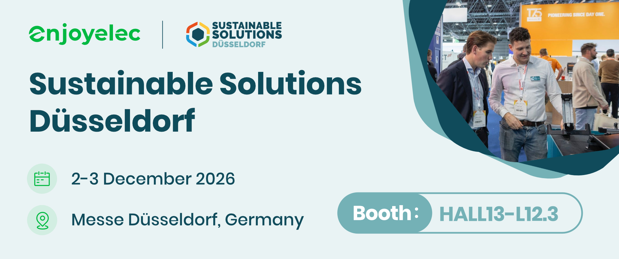 Meet enjoyelec at Sustainable Solutions Düsseldorf and explore energy management solutions to minimize costs and optimize dynamic tariffs